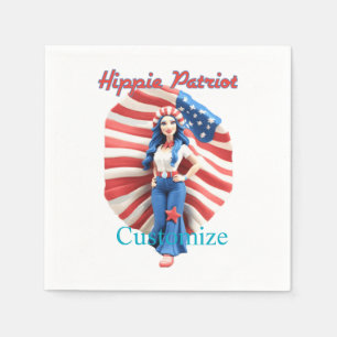 Patriotic Hippie Girl Thunder_Cove Serviette