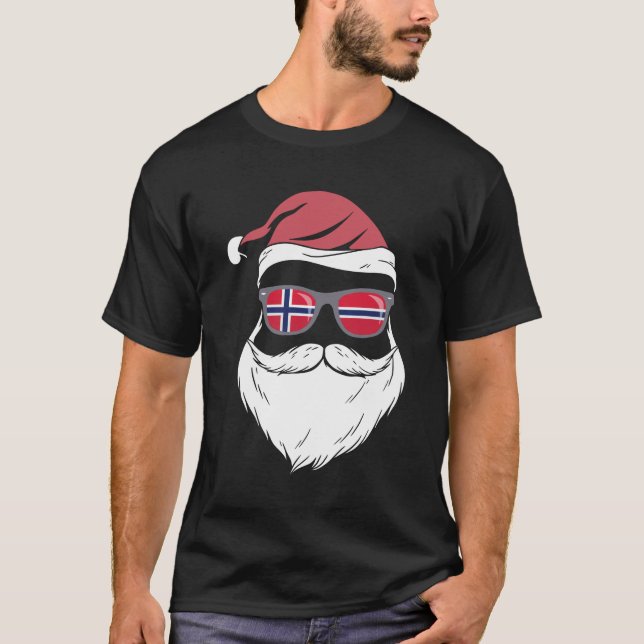 Patriotic Hipster Santa Norway flag sungasse chr T-Shirt (Vorderseite)