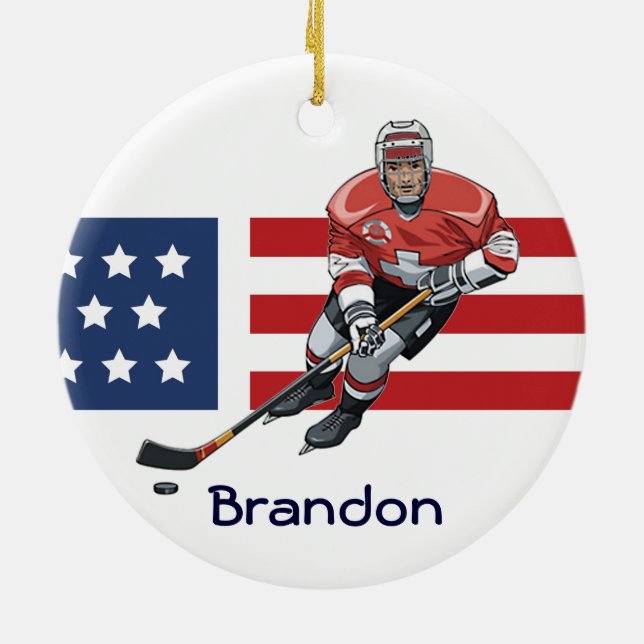 Patriotic Hockey Design Ornament (Hinten)