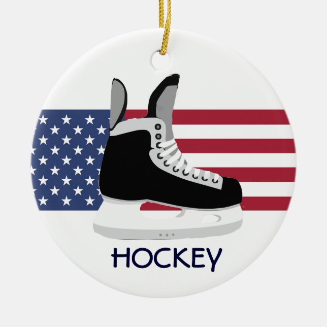 Patriotic Hockey Skate Design Ornament (Vorne)