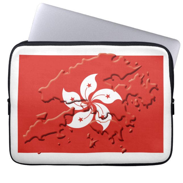 Patriotic HONG KONG Flag Map Computer Laptopschutzhülle (Vorderseite)