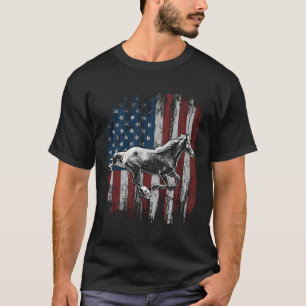 Patriotic Horse American Flag Horseback Riding Gif T-Shirt