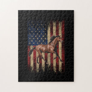 Patriotic Horse American Flag Horseback Riding Puzzle