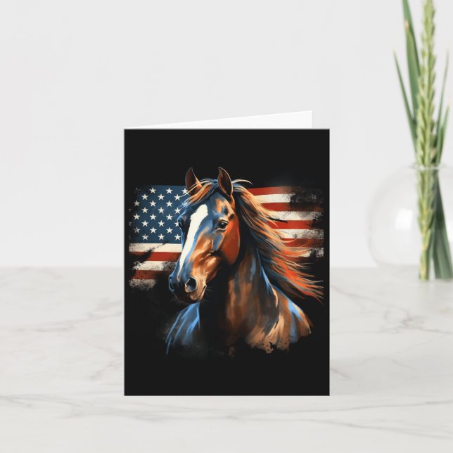 Patriotic Horse American Flag Horseback Riding Wes Karte (Vorderseite)