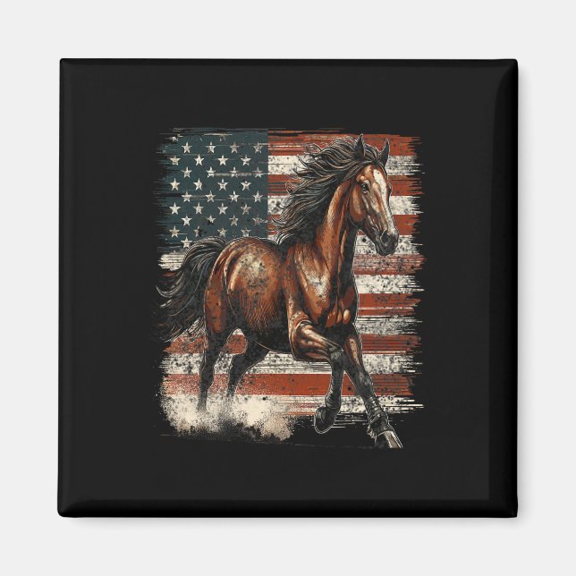 Patriotic Horse American Flag Magnet (Vorne)