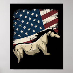 Patriotic Horse American Flag Reitsport für Poster