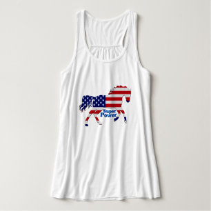 Patriotic Horse Super Power - American Flag Design Tank Top