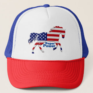 Patriotic Horse Super Power - American Flag Design Truckerkappe