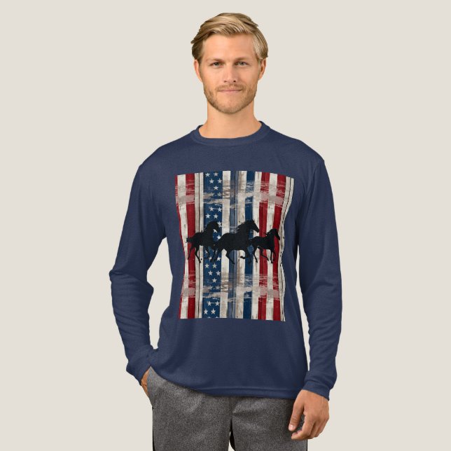 Patriotic Horses  Tri-Blend Shirt (Volle Vorderseite)