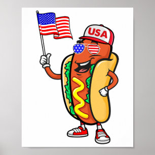 Patriotic Hot Dog American Flag USA Funny 4. J Poster