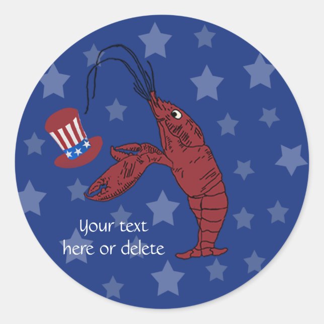 Patriotic Humster Crawfish Runder Aufkleber (Vorderseite)