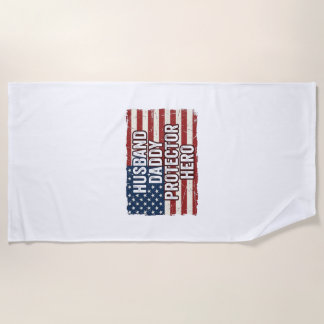 Patriotic Husband Daddy Protector Hero Flag Shirt  Strandtuch
