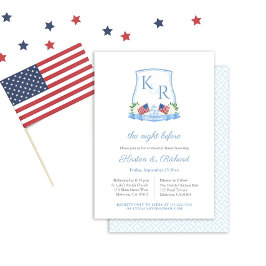 Patriotic Hydrangea Wappen Hochzeit Probe Dinner Einladung