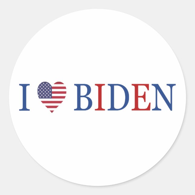 Patriotic I Heart Liebe Joe Biden Flag Runder Aufkleber (Vorderseite)