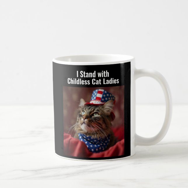 Patriotic I Stand with Chilless Cat Ladys Cat Kaffeetasse (Rechts)