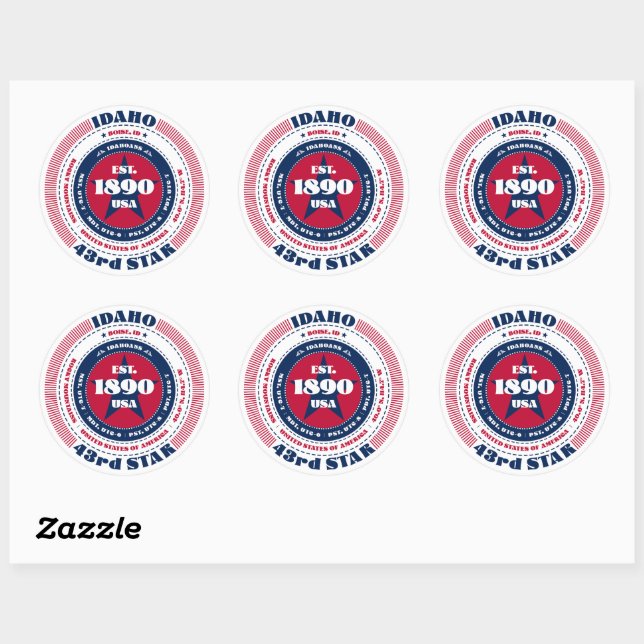 Patriotic Idaho Circle Design Sticker (Blatt)