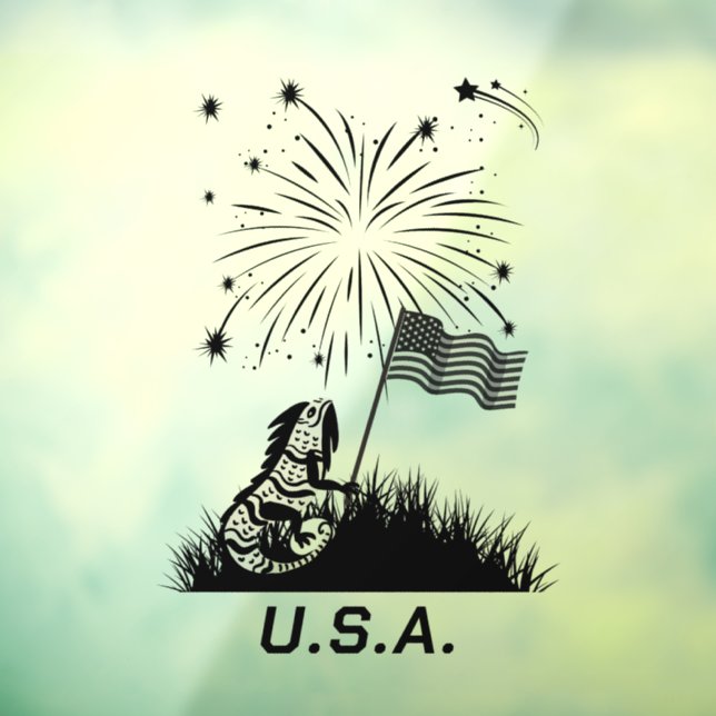 Patriotic Iguana 4. Juli Fensteraufkleber (Blatt 3)