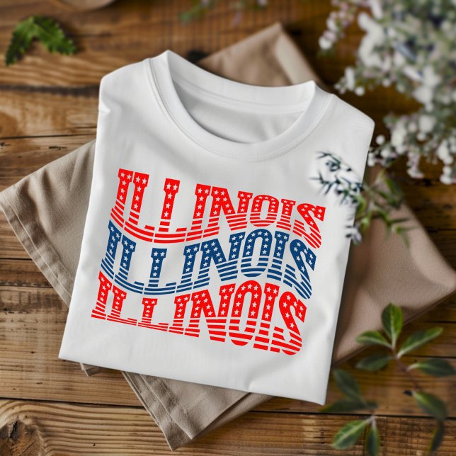 Patriotic Illinois Red and Blue Boho T - Shirt (Von Creator hochgeladen)