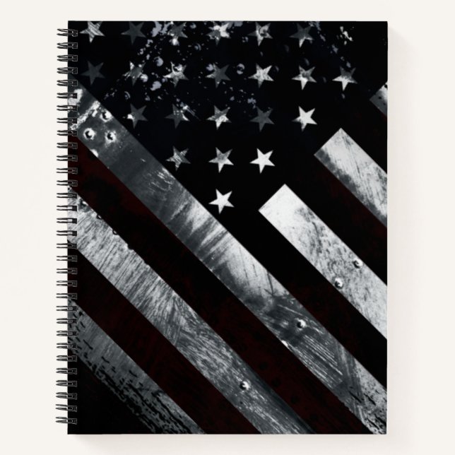Patriotic Industrial American Flag Spiral Notebook Notizbuch (Vorderseite)