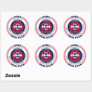 Patriotic Iowa Circle Design Sticker