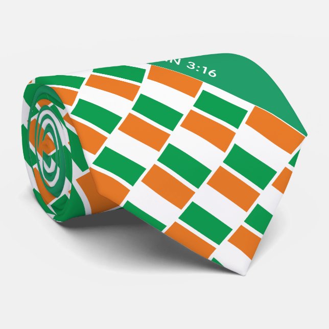 Patriotic IRISH FLAG John 3:16 Schrift Krawatte (Gerollt)