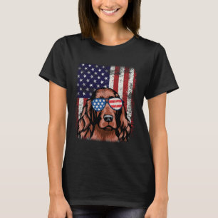 Patriotic Irish Setter American Flag Dog T-Shirt