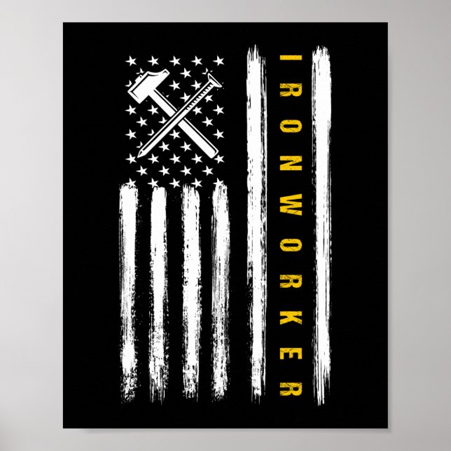 Patriotic Ironworker Construction American Flag Poster (Vorne)