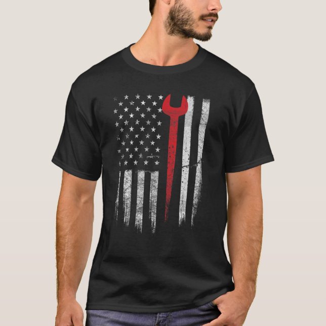 Patriotic Ironworker USA Flag Ironworking Worker T-Shirt (Vorderseite)