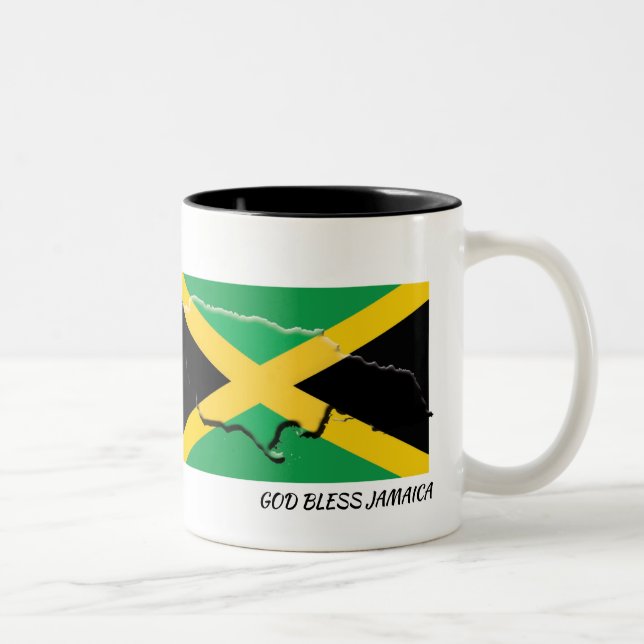 Patriotic JAMAICA FLAG | Scripting Custom White Zweifarbige Tasse (Rechts)