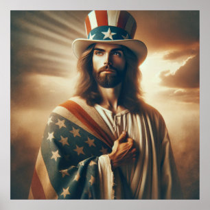 Patriotic Jesus American Christlich Bibel Art Post Poster