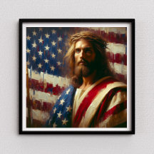 Patriotic Jesus American Christlich Bibel Art Post