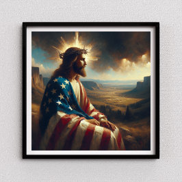 Patriotic Jesus American Christlich Bibelkunst Poster