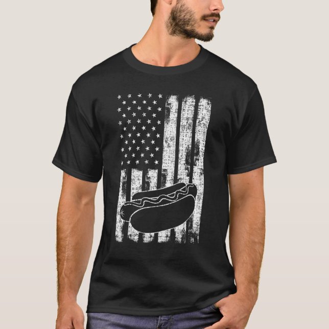 Patriotic July 4th Picnics USA Flag Hotdog Wieners T-Shirt (Vorderseite)