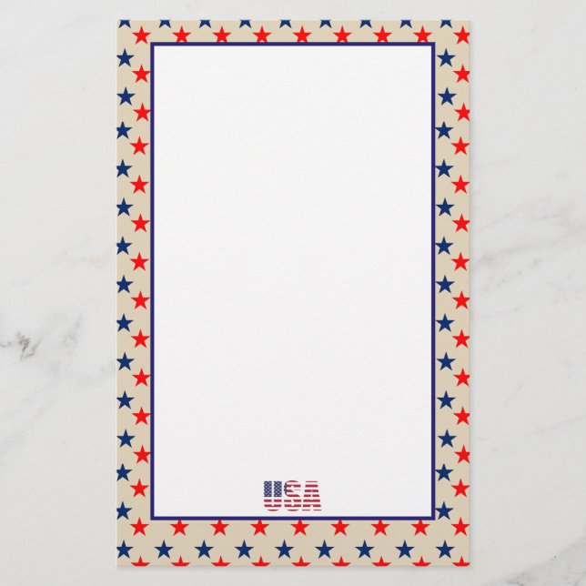 Patriotic July USA American Rustic Country Stars Briefpapier (Vorderseite)