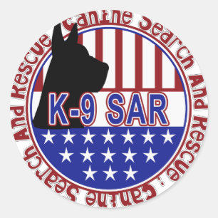 PATRIOTIC K-9 SAR-CANINE SUARCH & RESCURE RUNDER AUFKLEBER
