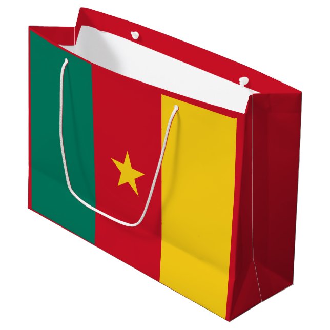 Patriotic Kamerun Flag Große Geschenktasche Große Geschenktüte (Vorderseite Schrägansicht)