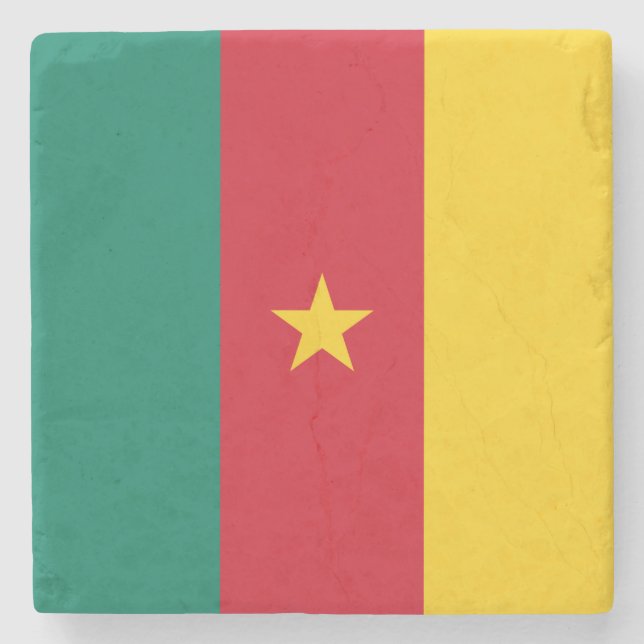Patriotic Kamerun Flag Steinuntersetzer (Vorderseite)