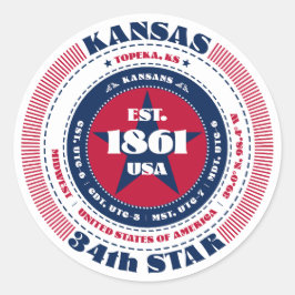 Patriotic Kansas Circle Design Aufkleber