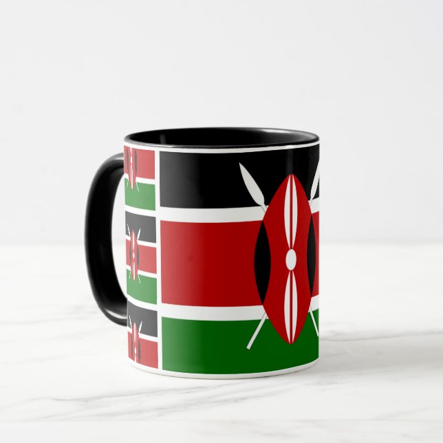 Patriotic Kenyan Flag Coffee Tasse, Kenia / Schüle Tasse (Vorderseite Links)