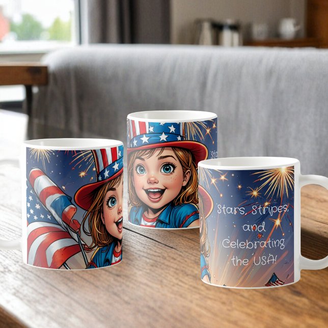 Patriotic Kid's 4. Juli Coffee Tasse (Von Creator hochgeladen)