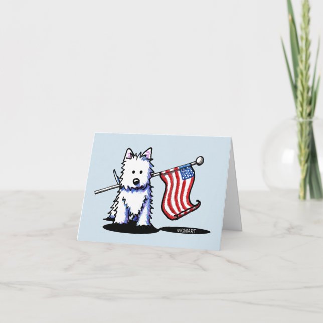 Patriotic KiniArt Westie USA Flag Karte (Vorderseite)