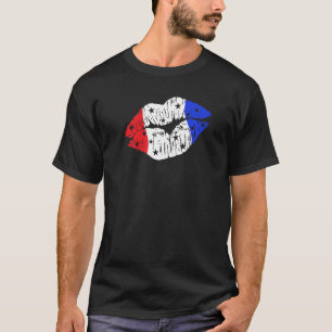 Patriotic Kiss on Red White and Blue Lips USA T-Shirt