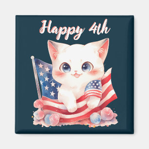 Patriotic Kitten 4. Juli Happy 4. Custom Magnet