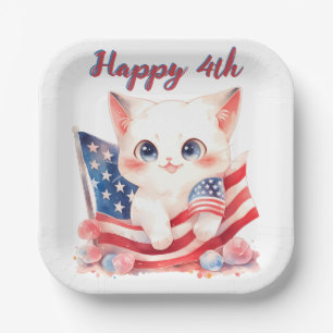 Patriotic Kitten 4. Juli Happy 4. Custom Pappteller