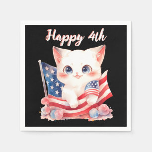 Patriotic Kitten 4. Juli Happy 4. Custom Serviette