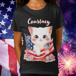 Patriotic Kitten 4. Juli Personalisiert T-Shirt