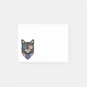 Patriotic Kitty Crazy Cat Lady USA American Flag Post-it Klebezettel