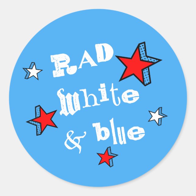 Patriotic Krass White und Blue Star Nostalgic Runder Aufkleber (Vorderseite)