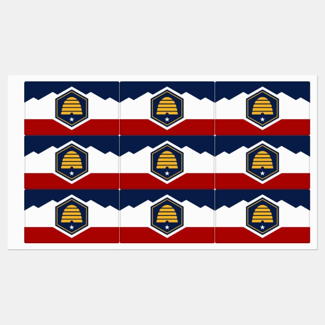 Patriotic labels with flag of Utah, USA Etiketten (Blatt)