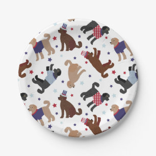 Patriotic Labradoodle Muster Pappteller